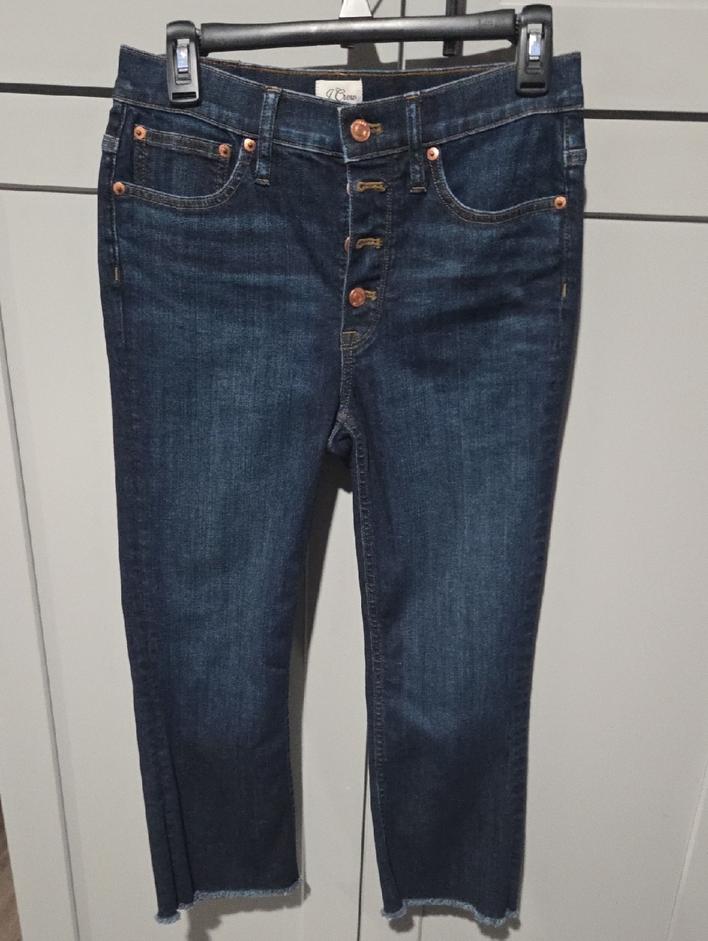 J. Crew Dark Blue Button-Front Cropped Jeans